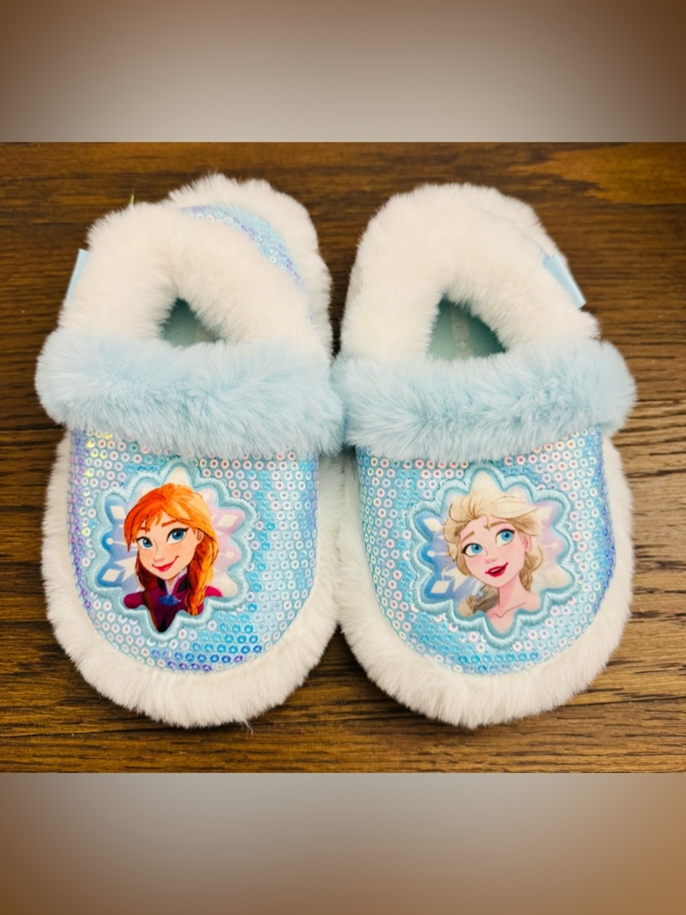 Disney Frozen Anna & Elsa Kids Toddler Girls Slip-On Slippers Size 9/10